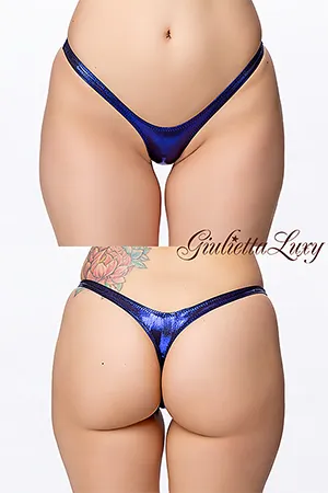 ギラギラシースルーハイレグTバックショーツ・ブルーラメ