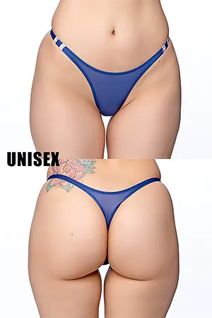 【ユニセックス】すけすけシースルーブルマ風Tバックショーツ・ネイビー