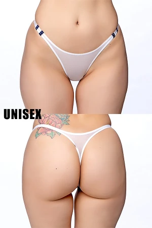 【ユニセックス】すけすけシースルーブルマ風Tバックショーツ・ホワイト