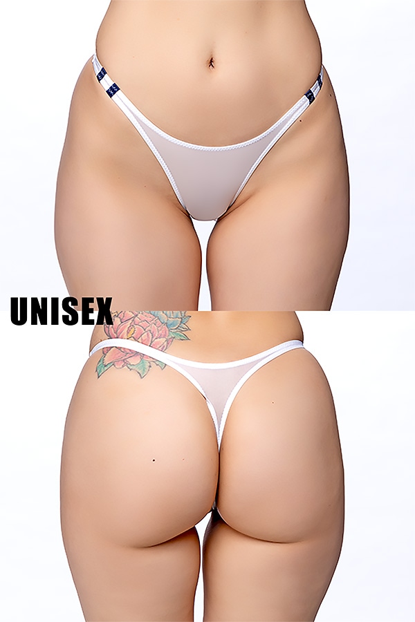 【ユニセックス】すけすけシースルーブルマ風Tバックショーツ・ホワイト