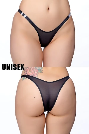 【ユニセックス】すけすけシースルーブルマ風ハーフバックショーツ・ブラック