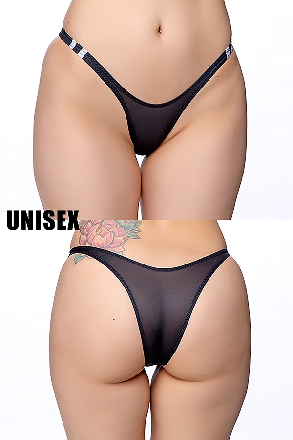 【ユニセックス】すけすけシースルーブルマ風ハーフバックショーツ・ブラック