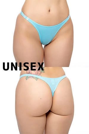 【ユニセックス】ローライズブルマ風Tバックショーツ・ベビーブルー