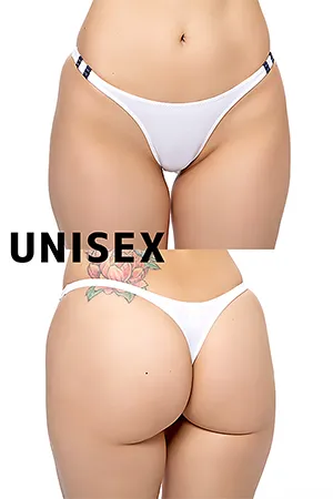 【ユニセックス】ローライズブルマ風Tバックショーツ・ホワイト