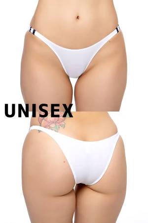 【ユニセックス】ローライズブルマ風ハーフバックショーツ・ホワイト