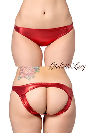 【ユニセックス】バックオープンメタリックショーツ・レッド