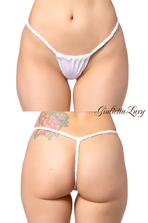 【ユニセックス】編みヒモふんどしモチーフGストリングショーツ・ホワイト