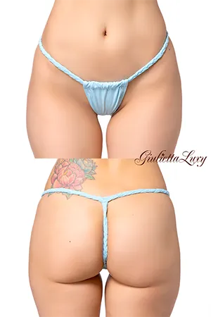 【ユニセックス】編みヒモふんどしモチーフGストリングショーツ・ブルー