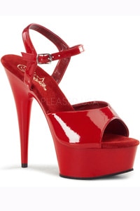 エナメルアンクレットストラップ付きハイヒール-レッド