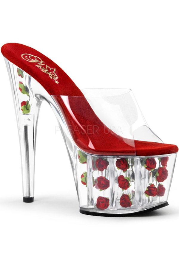 [ Pleaser プリーザー ] バラ埋め込み クリアヒール ADO701FL/C/R