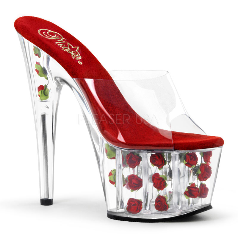 [ Pleaser プリーザー ] バラ埋め込み クリアヒール ADO701FL/C/R