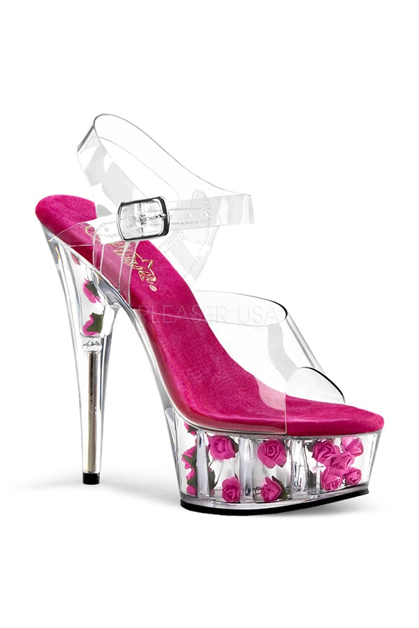 [ Pleaser プリーザー ] ハイヒール サンダル ミュール/ピンクフラワー DEL608FL/C/HP