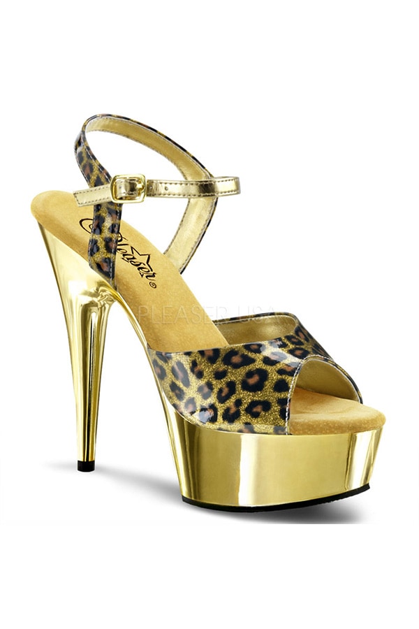 [ Pleaser プリーザー ] ハイヒール サンダル ミュール/ゴールドチーター DEL609CP/GCP/M