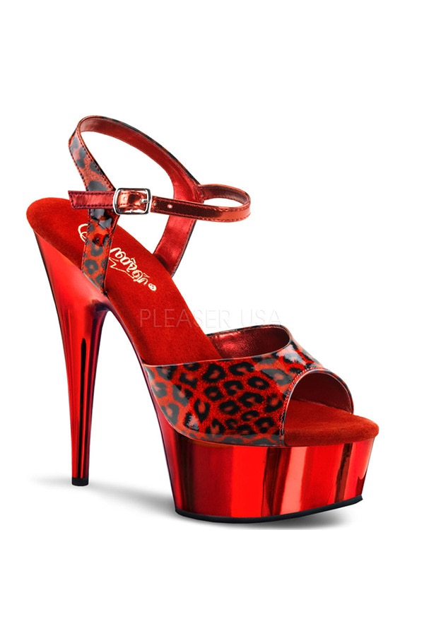 [ Pleaser プリーザー ] ハイヒール サンダル ミュール/レッドチーター DEL609CP/RCP/M