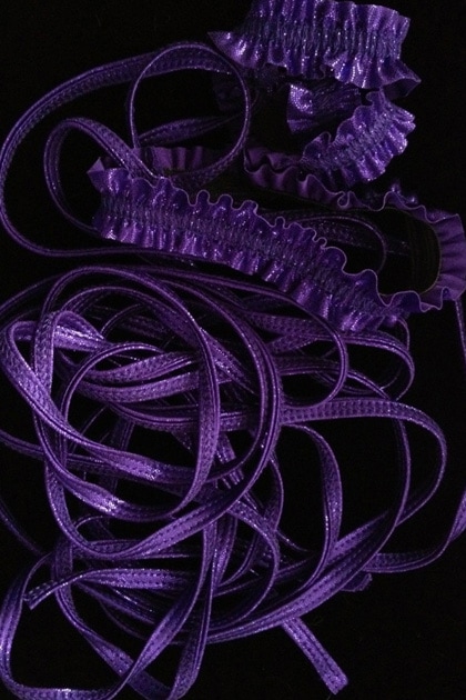 ガーター付き レッグロープ2本セット・ラメパープル