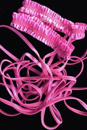 ガーター付き   レッグロープ2本セット・ラメベビーピンク