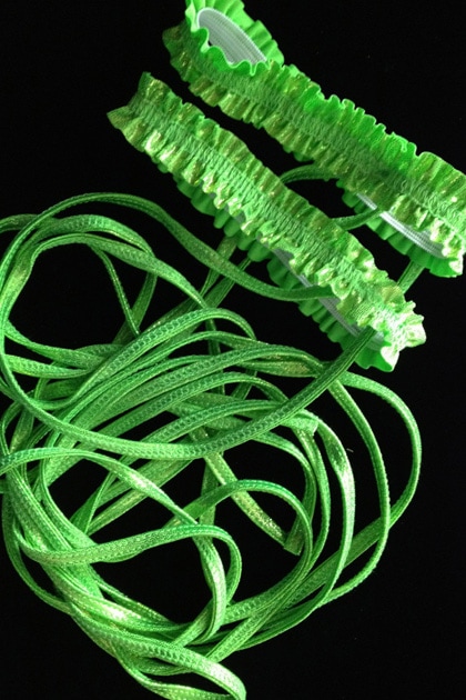 ガーター付き レッグロープ2本セット・ラメライム