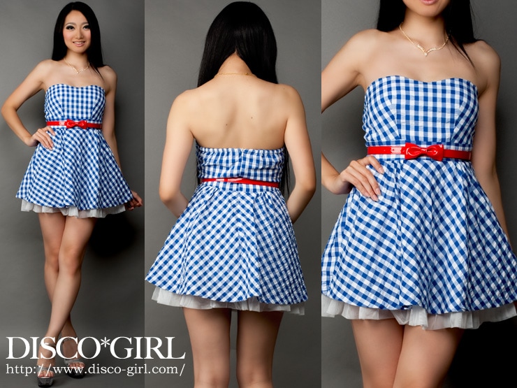 ギンガムチェックベアミニワンピ・ベビーブルー