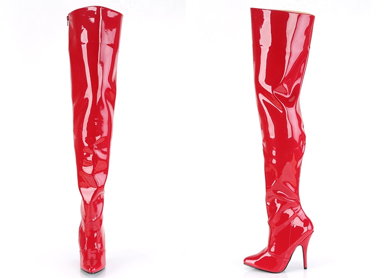 [ Pleaser プリーザー ] エナメル調サイハイブーツ・レッド
