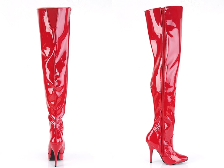 [ Pleaser プリーザー ] エナメル調サイハイブーツ・レッド