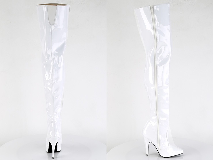 [ Pleaser プリーザー ] エナメル調サイハイブーツ・ホワイト