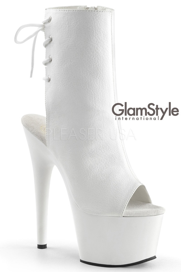 [ Pleaser プリーザー ] ネオンカラーショートブーツ/ホワイト ADO1018/WPU/M