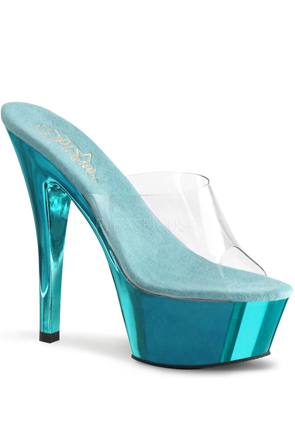 [ Pleaser プリーザー ] ハイヒール サンダル ミュール/ターコイズメタリック/KISS201/C/TECH