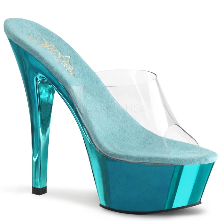 [ Pleaser プリーザー ] ハイヒール サンダル ミュール/ターコイズメタリック/KISS201/C/TECH
