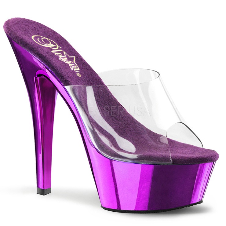 [ Pleaser プリーザー ] ハイヒール サンダル ミュール/パープルメタリック/KISS201/C/PPCH