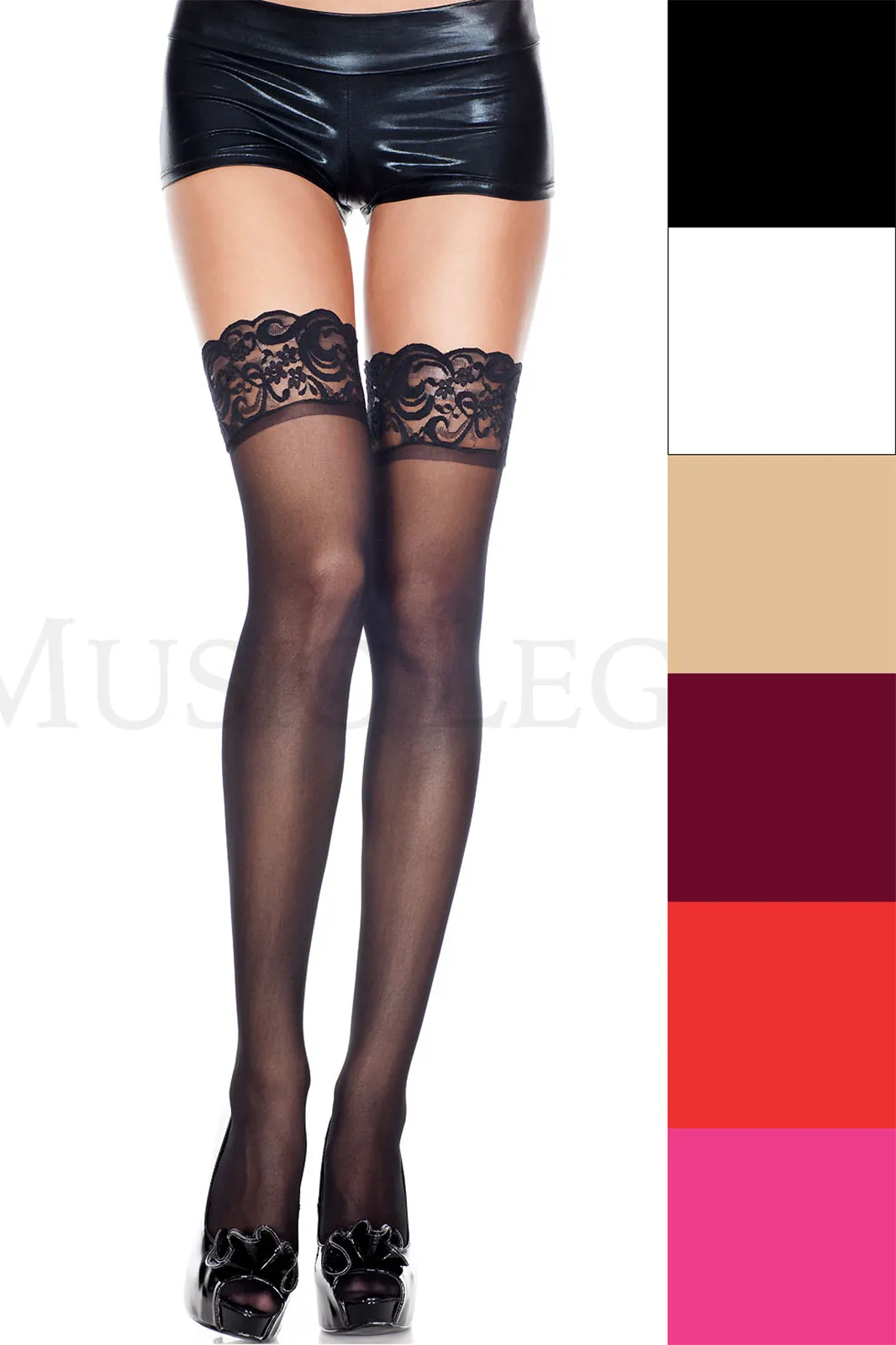 どんな衣装にも合わせやすい万能シースルー！レースガーターニーハイストッキング