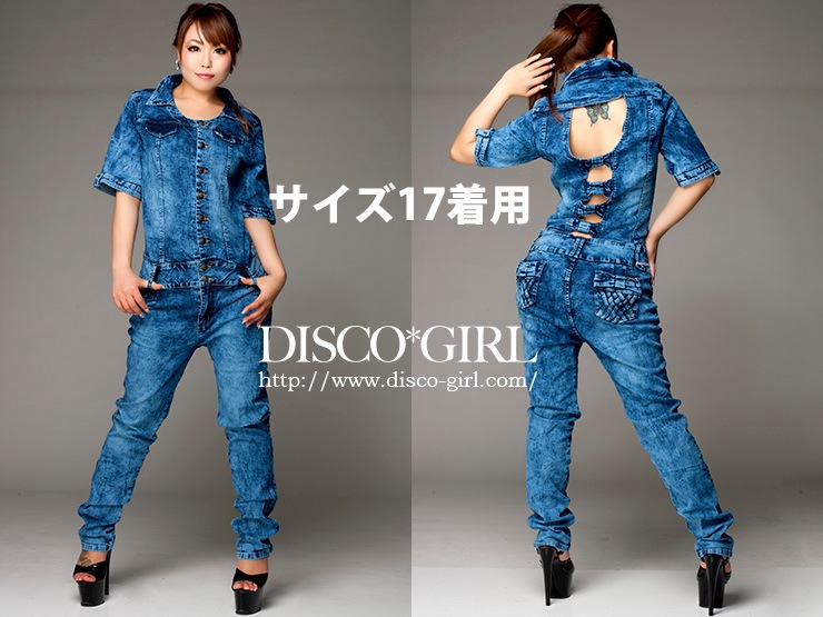 バックリボン半袖オールインワン