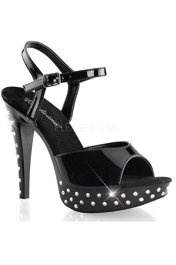 [ Pleaser プリーザー ] 5インチハイヒール サンダル ミュール/アンクレットストラップストーンヒール CTAIL509SDT/B/M・ブラック
