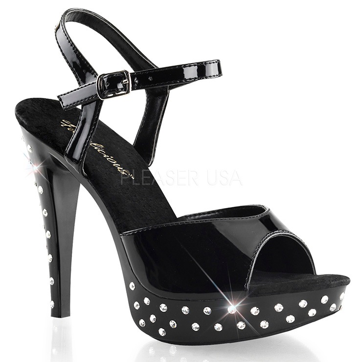 [ Pleaser プリーザー ] 5インチハイヒール サンダル ミュール/アンクレットストラップストーンヒール CTAIL509SDT/B/M・ブラック