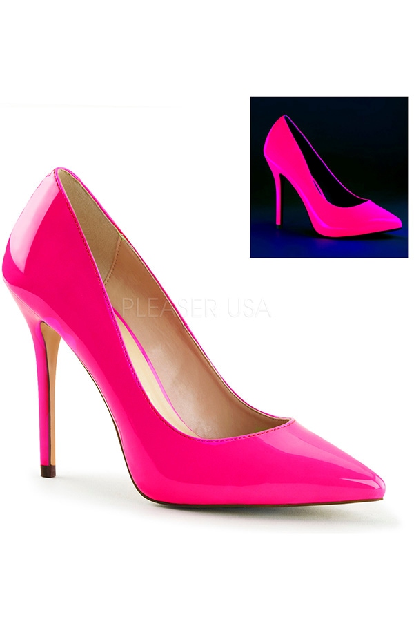 [ Pleaser プリーザー ] 5インチハイヒール サンダル ミュール/蛍光ピンク AMU20/NFS