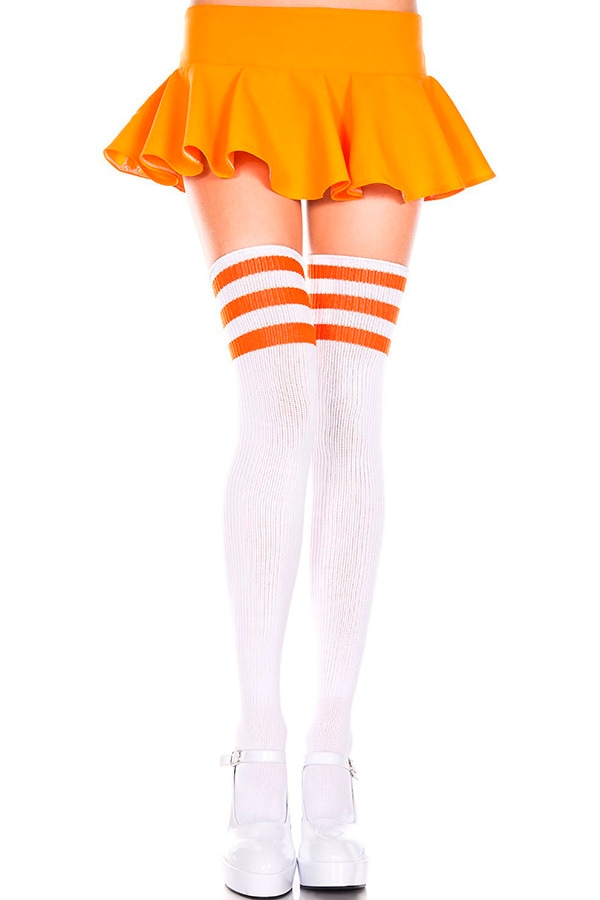 ラインニーハイソックス・ホワイトオレンジ
