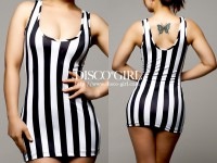 【Disco＊Girlオリジナル】TypeFシンプルボディコン・ストライプ|ボディコン|ボディコン・ワンピース