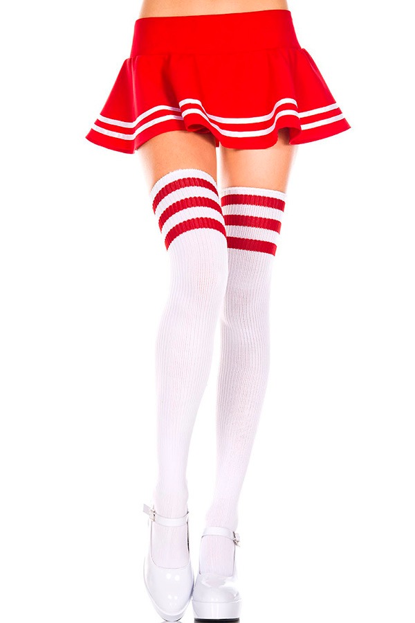 ラインニーハイソックス・ホワイトレッド