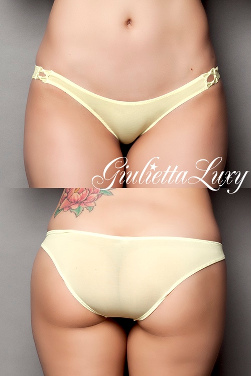 サイドダブルリボンほんのりシースルーショーツ・イエロー