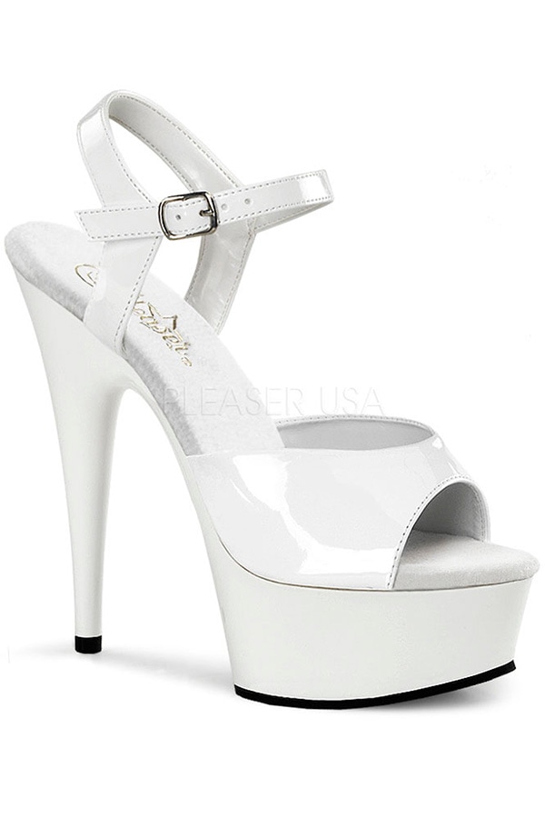 [ Pleaser プリーザー ] ハイヒール アンクレットストラップヒールDEL609/W/M・ホワイト