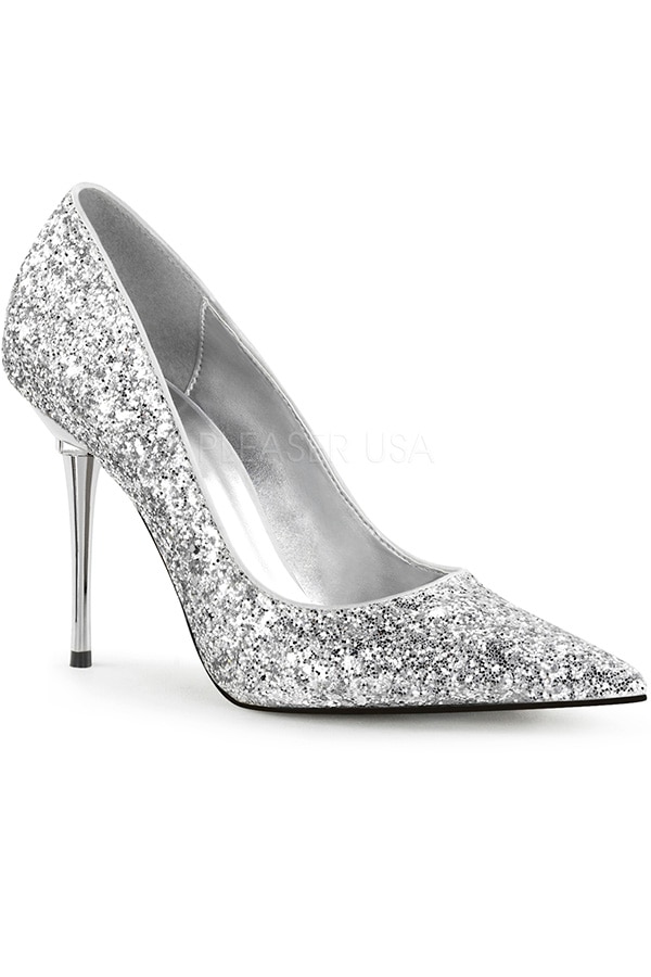 [ Pleaser プリーザー ] グリッターハイヒールAPP20G/SPU・シルバー