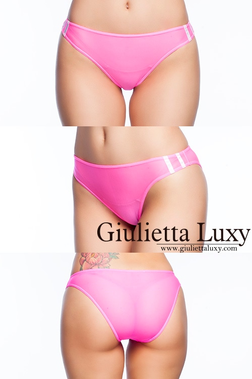 【ユニセックス】シースルーライン入りショーツ・蛍光ピンク