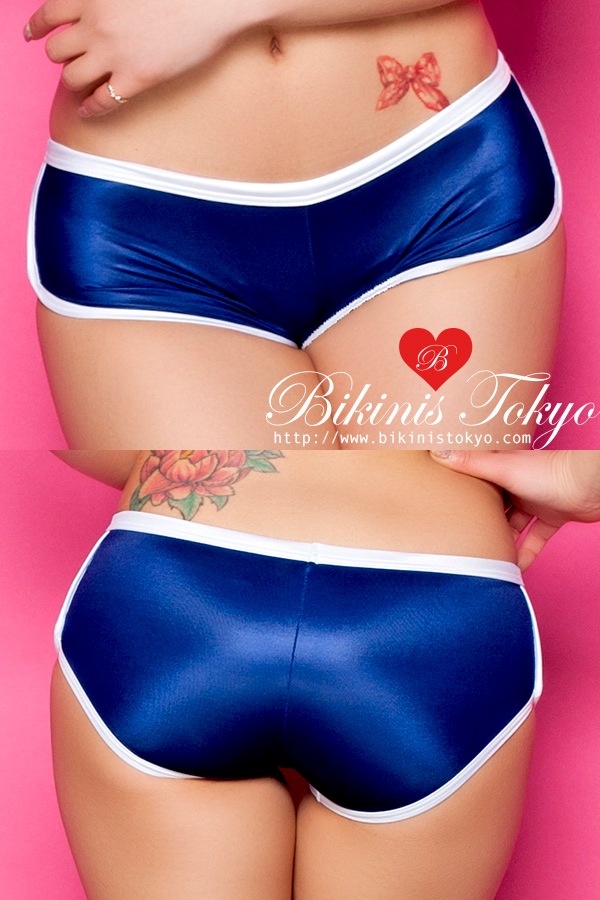 【ユニセックス】スーパーウェット素材ライン入りボックスショーツ・ネイビー