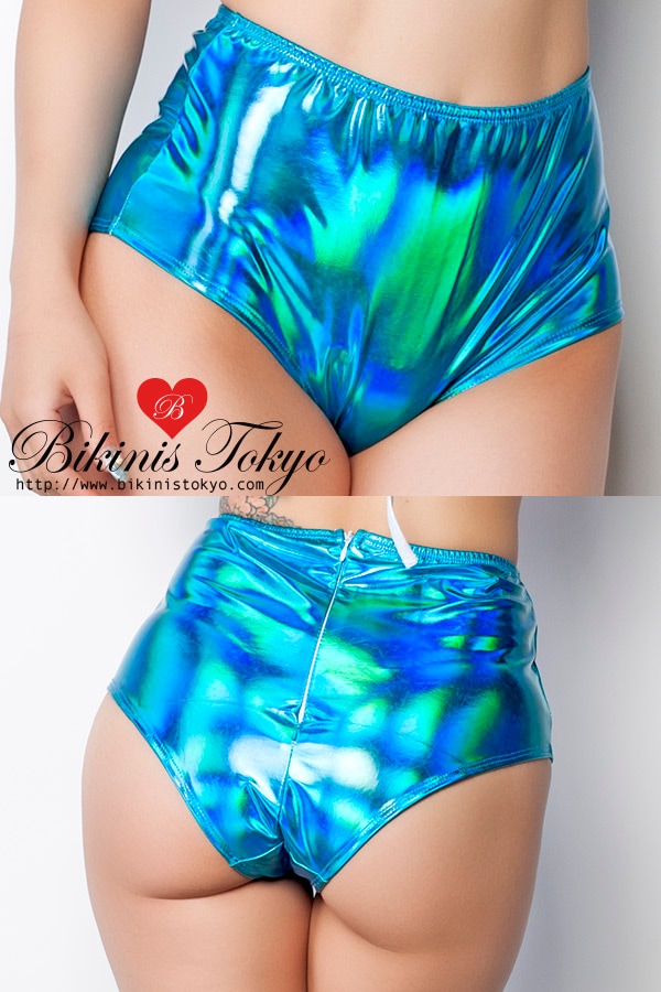 オーロラメタリックハイウエストボトム・ブルー