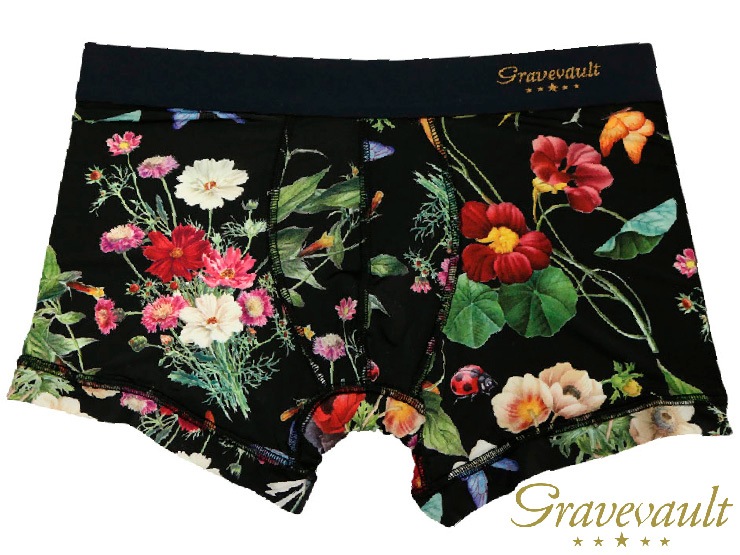 【メンズ】gravevault Shotボクサーショーツ・Flora・ブラック