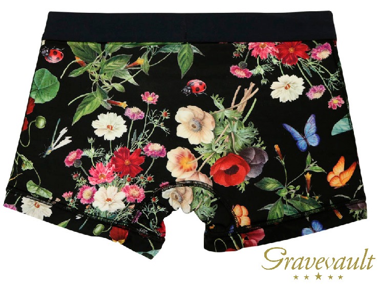 【メンズ】gravevault Shotボクサーショーツ・Flora・ブラック