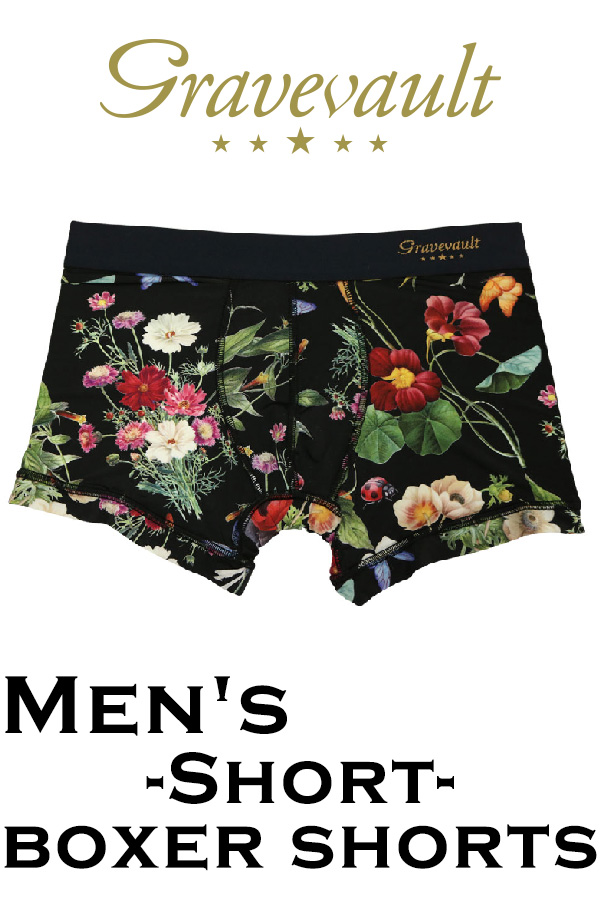 【メンズ】gravevault Shotボクサーショーツ・Flora・ブラック
