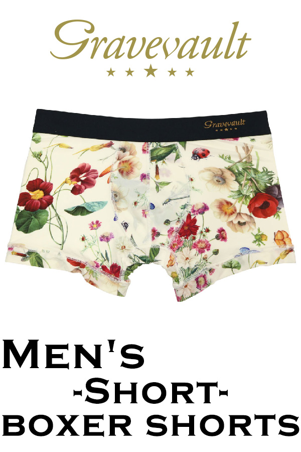 【メンズ】gravevault Shotボクサーショーツ・Flora・ホワイト