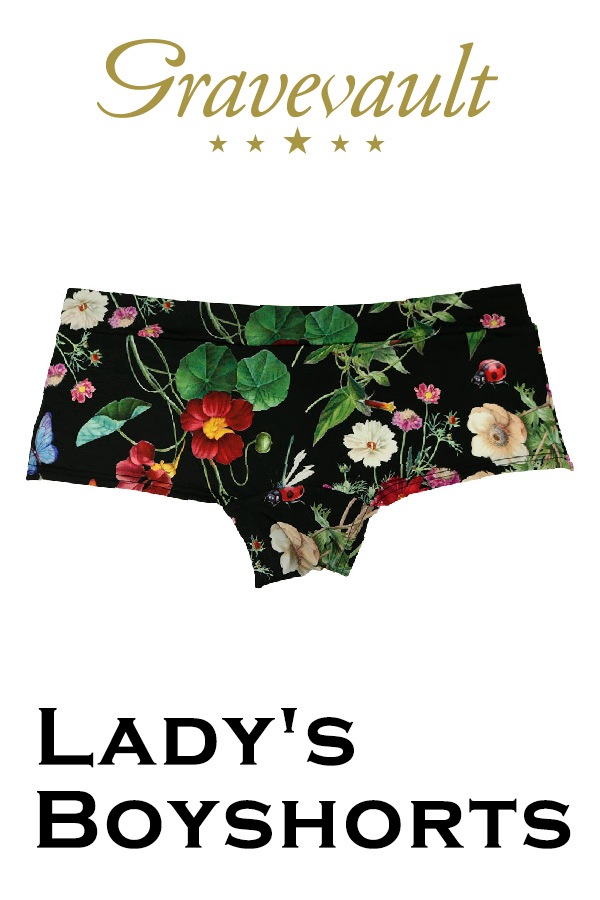 gravevault レディースボーイズショーツ・Flora・ブラック