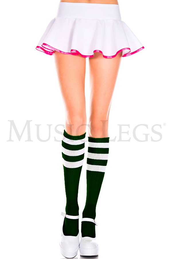 ライン入りハイソックス・ハンターグリーンホワイト