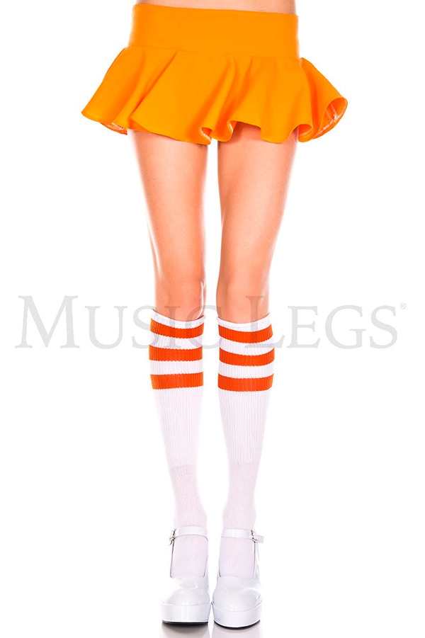 ライン入りハイソックス・ホワイトオレンジ